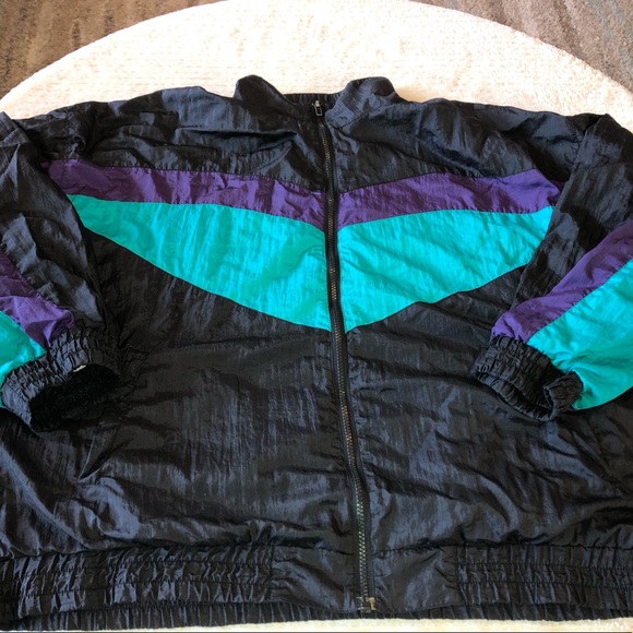 Retro Active Wear NYLON TRACK SUIT Wind Breaker Zip up Jacket Size L. - Picture 4 of 8